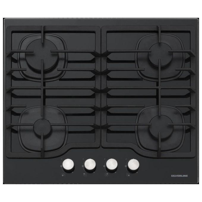 Silverline CS5404B01 piano cottura Nero Da incasso 58 cm Gas 4 Fornello(i)