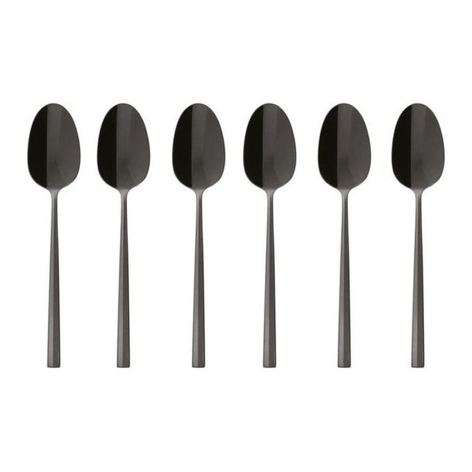 Sambonet Rock Cucchiaino da caffè Acciaio inossidabile Nero, Specchio 6 pz