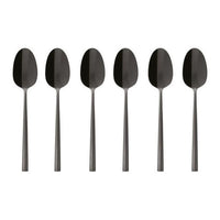 Sambonet Rock Cucchiaino da caffè Acciaio inossidabile Nero, Specchio 6 pz