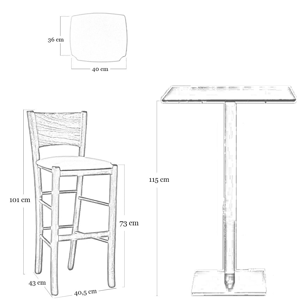Sgabello alto da bar lucy in legno noce scuro h 73 con seduta ecopelle grigio antracite