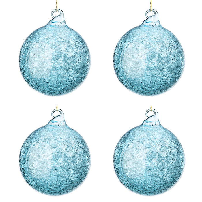 Palle di Natale Vetro Trasparente Azzurre Mare Ghiaccio Addobbi Natalizi Albero Diametro: 80 mm