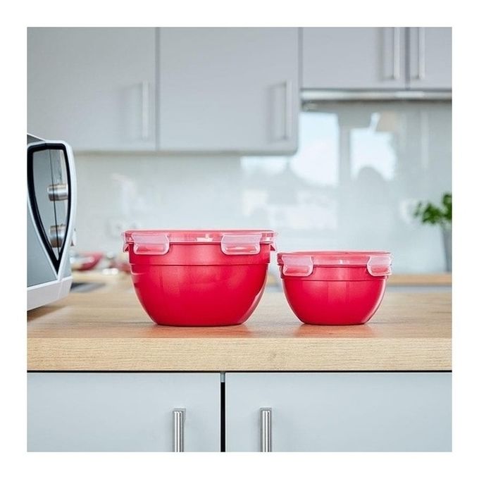 EMSA Clip & Micro Contenitore Rotondo Microonde, Rosso, 2,6 L