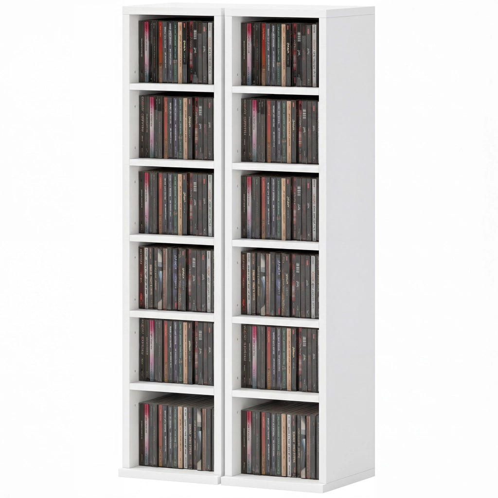 Armadio colonne per CD e DVD ¨C zephmum ¨C 12 ripiani, bianco, 21x22.5x88.5 cm