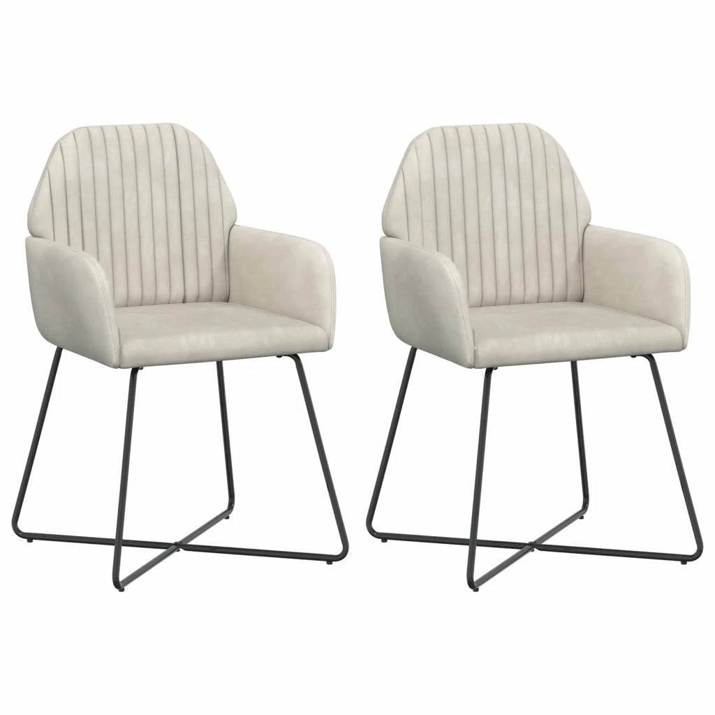 Sedie da pranzo 2 pcs Velluto (V) Crema 55 x 50 x 84 cm 42034372