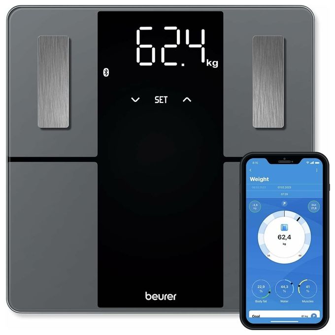 Beurer BF 500 BT Super Black Edition Bilancia Diagnostica Elegante con Funzione Bluetooth