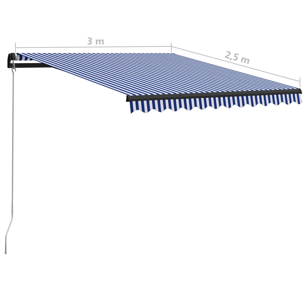 Tenda da Sole Retrattile Manuale-Tenda parasole per Patio 300x250 cm Blu e Bianca