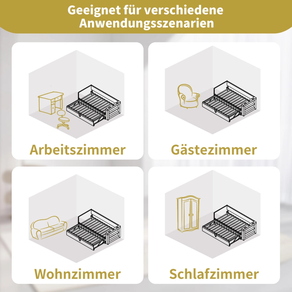 Daybed estraibile 90x190 cm con USB-C e portabevande beige