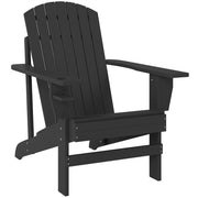 Sedia da giardino Adirondack con portabicchieri; sdraio da giardino; sedia da balcone in legno massiccio; nero 72 x 95 x 93 cm
