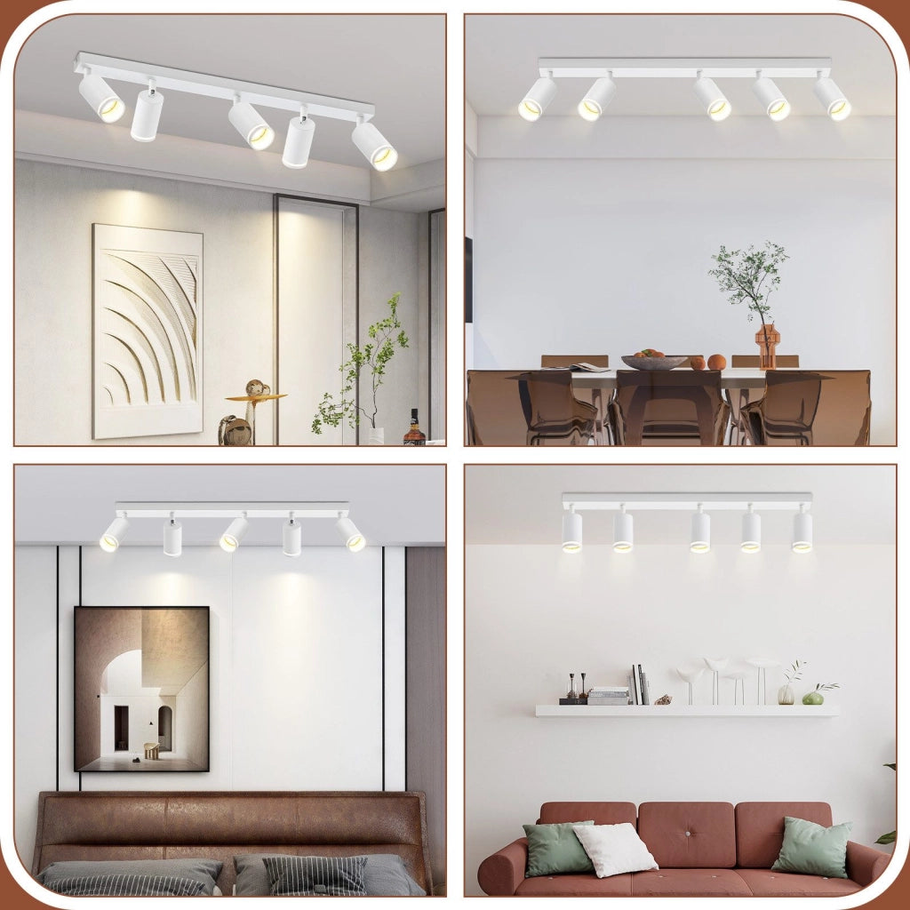 ZMH Faretto da soffitto bianchi 5 luci GU10 orientabili 355° metallo moderni per cucina soggiorno camera senza lampadina