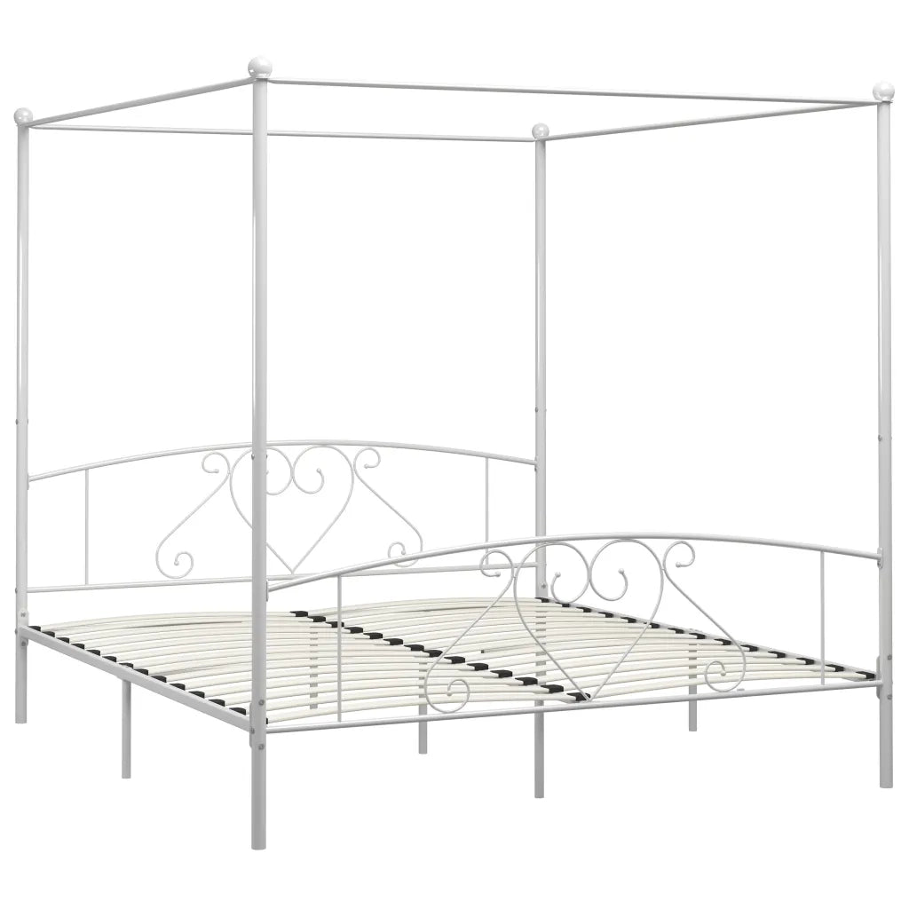 Letto a Baldacchino Bianco in Metallo 200x200 cm  cod mxl 65220