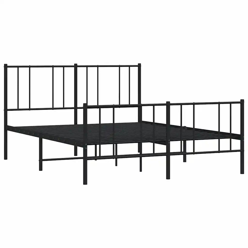 Giroletto con Testiera e Pediera-Struttura Letto Metallo Nero 120x200 cm 857936
