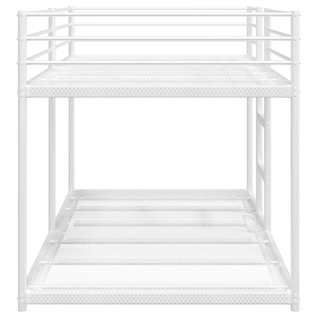 Letto a Castello senza Materasso-Struttura Letto a Castello Bianco 100x200 cm in Acciaio 642677