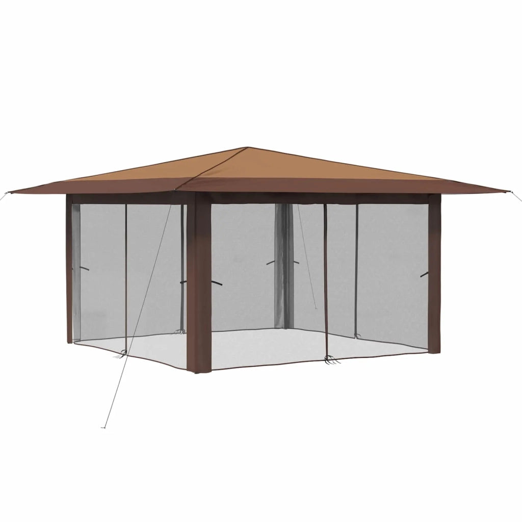Gazebo con 4 Pareti Laterali 4 x 4 m Beige e Marrone 42036821