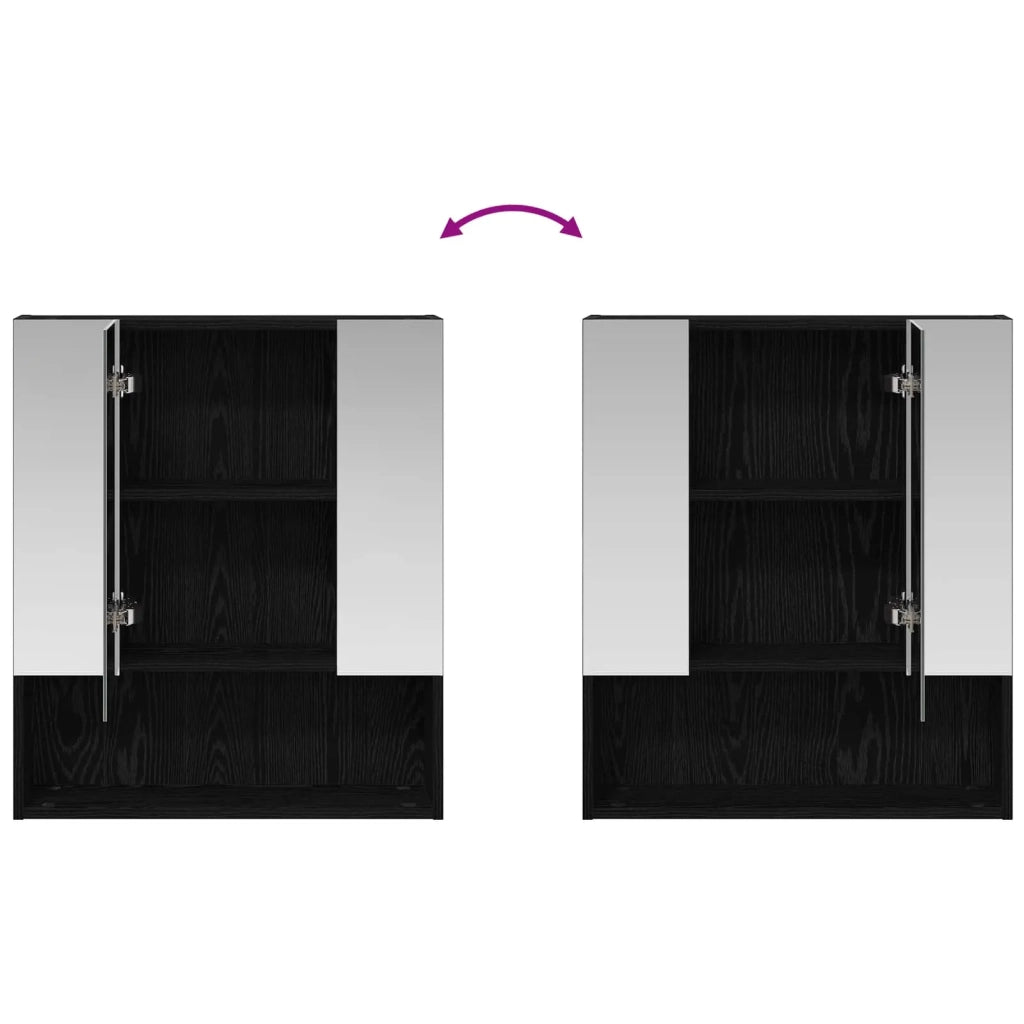 Mobiletto per specchio da bagno Rovere Nero 60 x 14.5 x 70 cm 889184