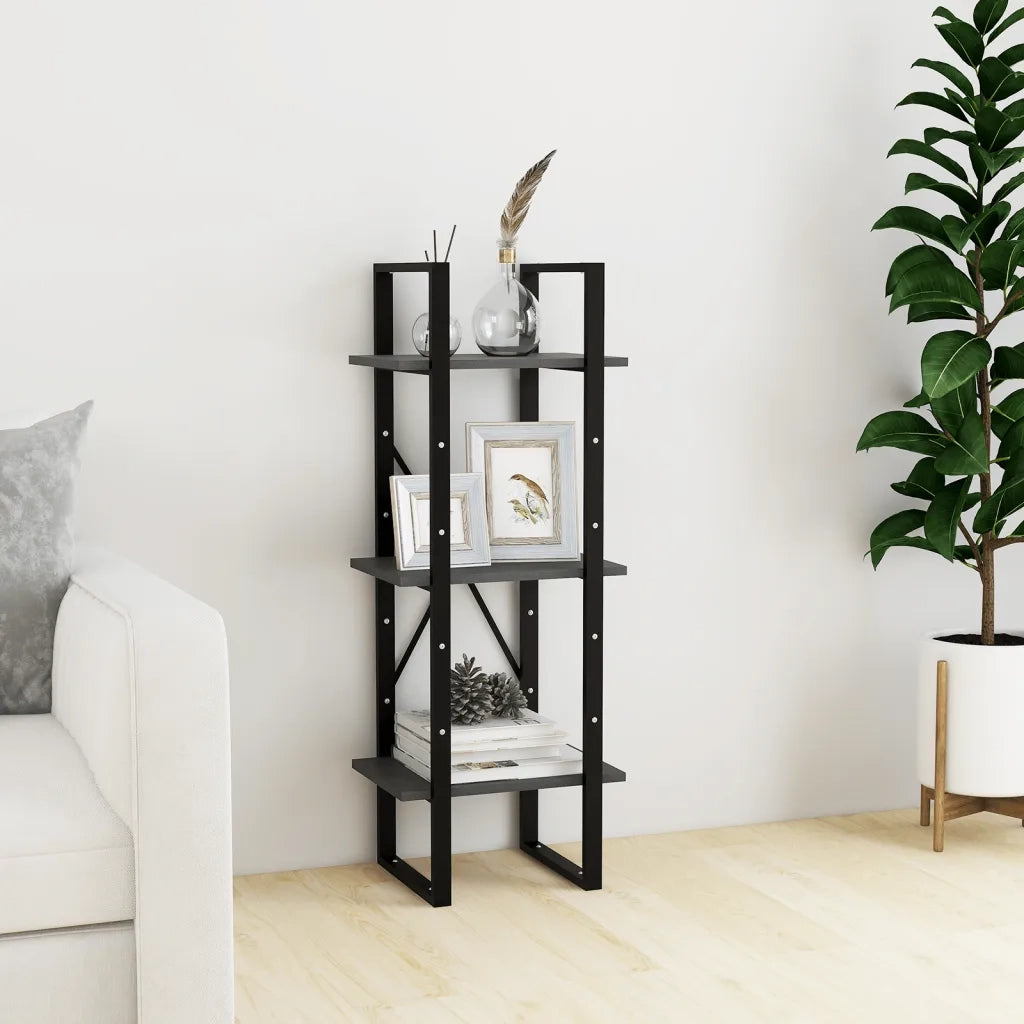 Libreria a 3 Ripiani Grigia 40x30x105 cm in Massello di Pino cod mxl 16938