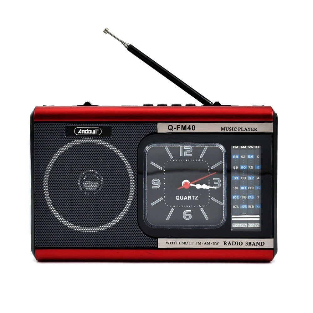 Trade Shop - Radio Portatile A Batteria Usb Sveglia Q-fm40 Altoparlante Bluetooth Con Torcia -