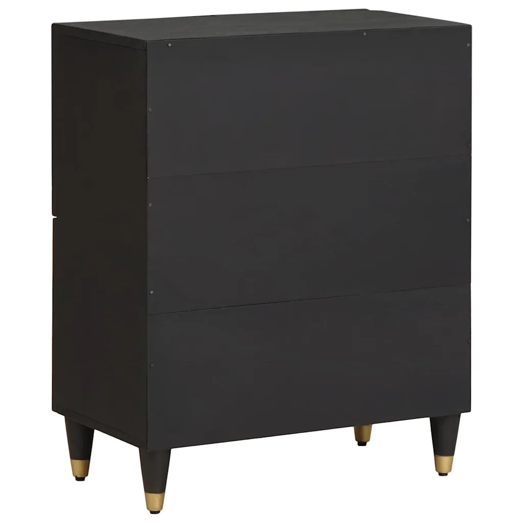 Credenza con porta-Buffet-Armadio da cucina Nero 60 x 33 x 75 cm Legno di mango massello 628863