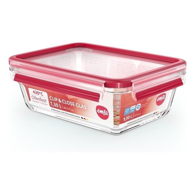 EMSA CLIP & CLOSE N10410 Rettangolare Scatola 1,3 L Trasparente 1 pz