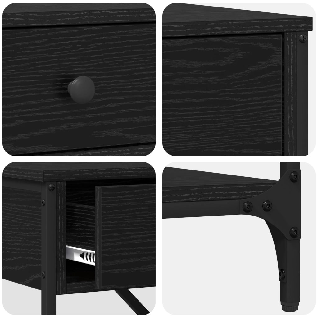 Tavolo Console Rovere Nero 75x34.5x75 cm Legno Compatto