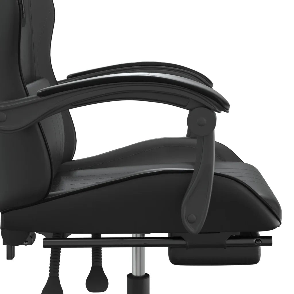 vidaXL Sedia da Gaming Girevole Poggiapiedi Nero in Similpelle