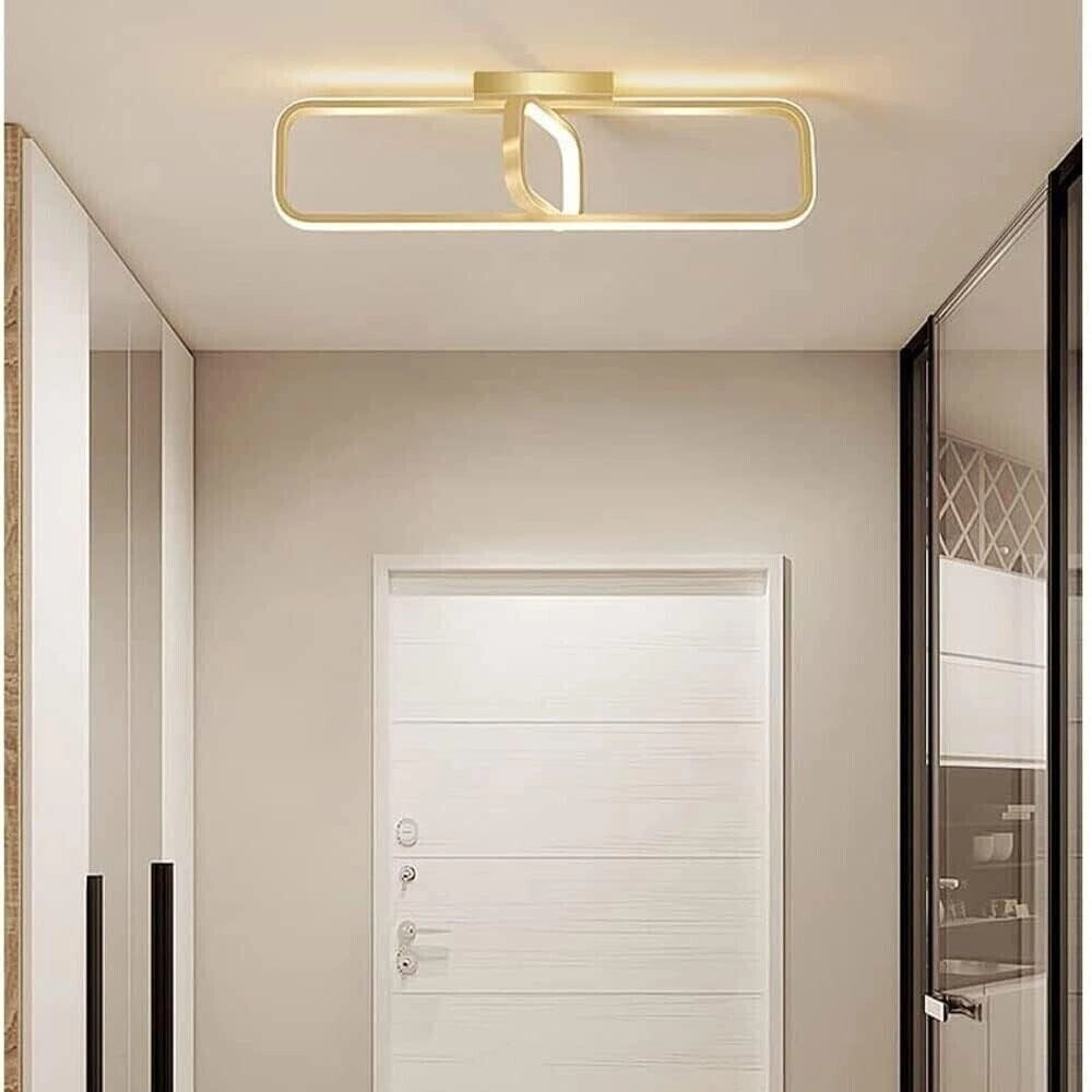 Trade Shop - Plafoniera Led 32 W Rettangolare Oro Design Moderno Lampadario A Soffitto 50224 -