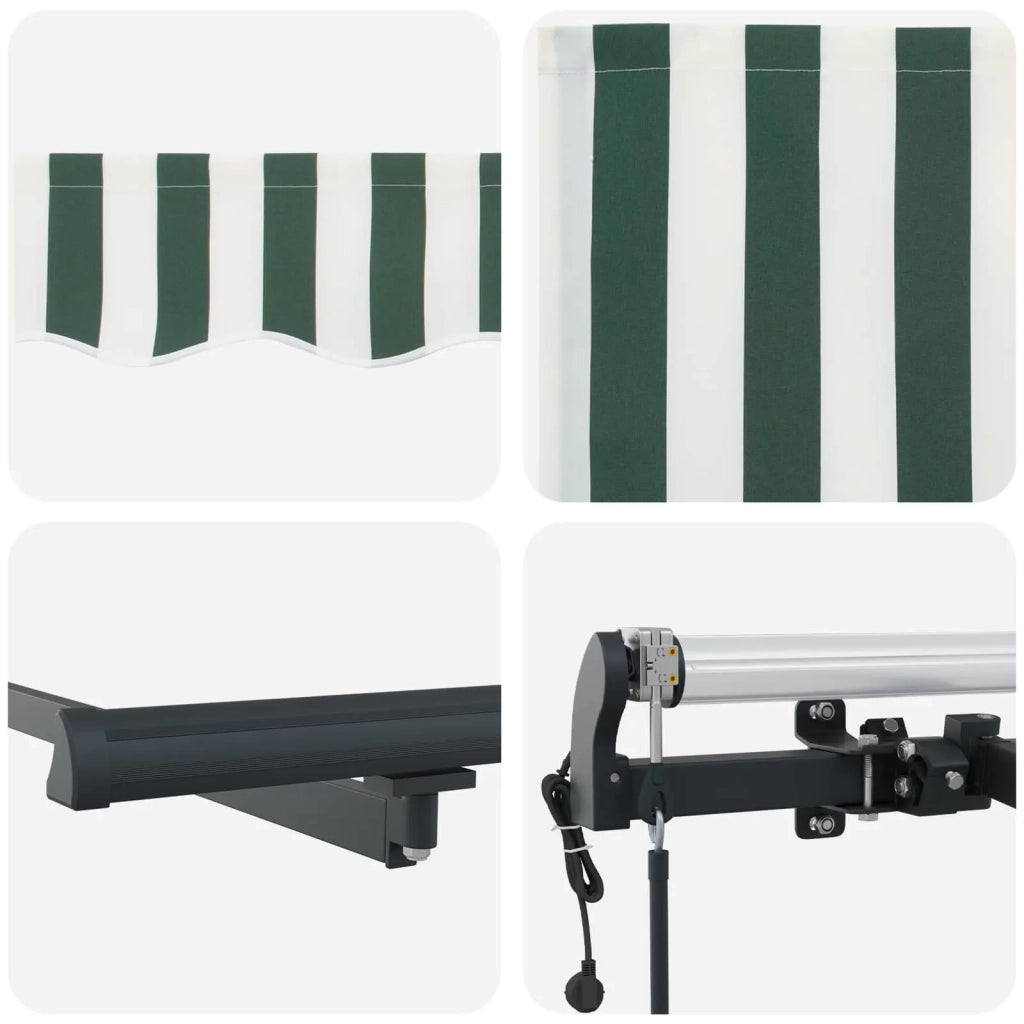 Tenda retrattile-Tenda parasole per balcone Verde e Bianco 300 x 250 cm 312505