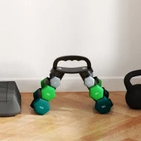 Set Manubri con Supporto, 3 Coppie di Pesi da 2 x 1 kg, 2 x 3 kg, 2 x 5 kg, Multicolore