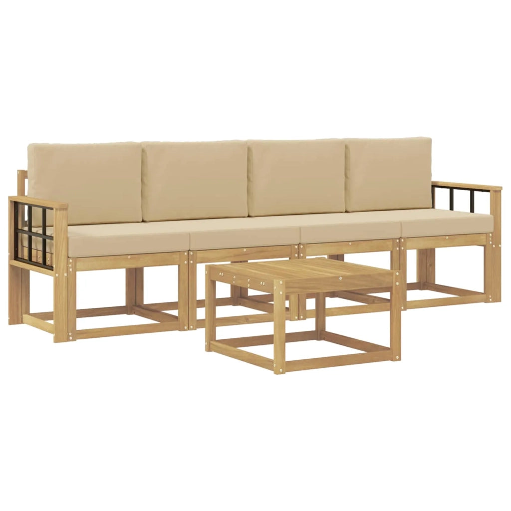 Set di divani da esterno con cuscino 5 pcs Bianco e Beige 3387222