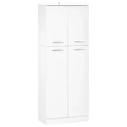 Armadio Multiuso a 4 Ante con Mensole Regolabili in MDF, 59x31x155cm, Bianco