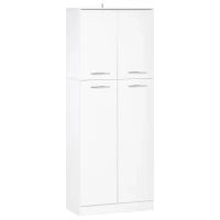 Armadio Multiuso a 4 Ante con Mensole Regolabili in MDF, 59x31x155cm, Bianco