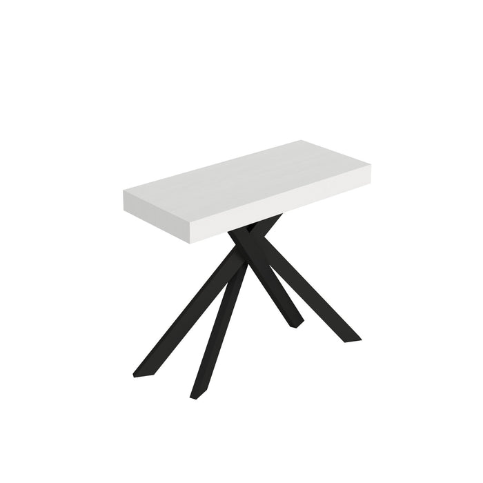 Consolle allungabile con gambe incrociate - SAKI PREMIUM Dimensioni: 90x40/196, Colore: Bianco Frassino, Telaio: Antracite