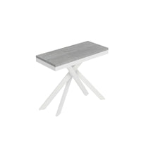 Consolle allungabile con gambe incrociate - SAKI Colore: Cemento, Telaio: Bianco, Bordo: Bianco, Dimensioni: 90x40/196