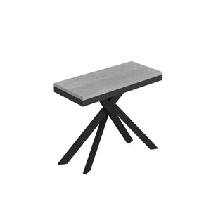 Consolle allungabile con gambe incrociate - SAKI Colore: Cemento, Dimensioni: 90x40/300, Telaio: Antracite, Bordo: Antracite