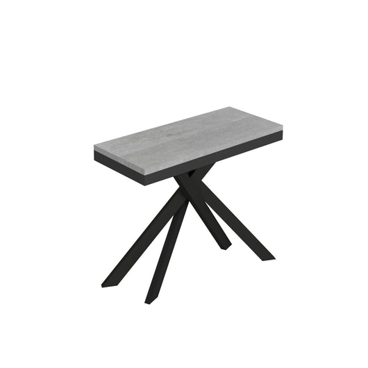 Consolle allungabile con gambe incrociate - SAKI Colore: Cemento, Telaio: Antracite, Bordo: Antracite, Dimensioni: 90x40/300