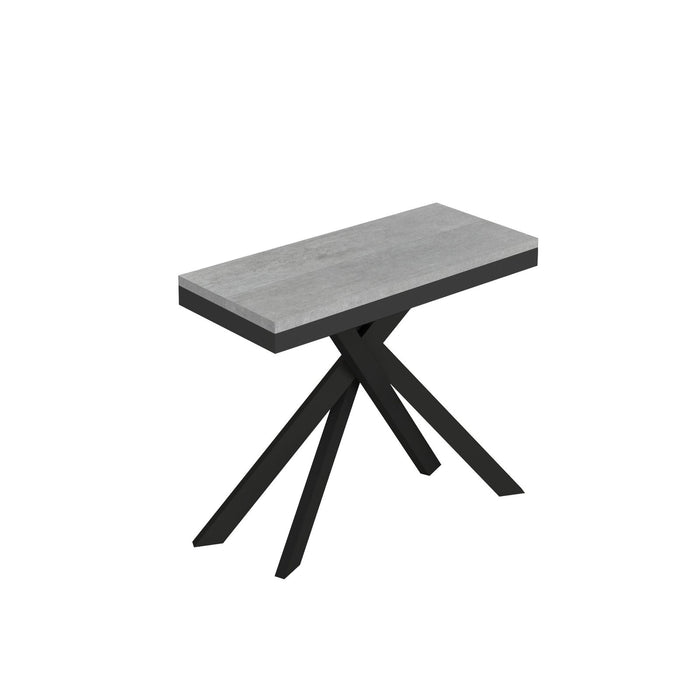 Consolle allungabile con gambe incrociate - SAKI Colore: Cemento, Telaio: Antracite, Bordo: Antracite, Dimensioni: 90x40/300