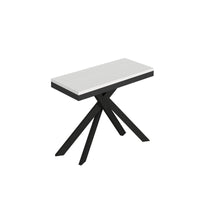 Consolle allungabile con gambe incrociate - SAKI Dimensioni: 90x40/196, Telaio: Antracite, Bordo: Antracite, Colore: Bianco Frassino