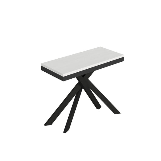 Consolle allungabile con gambe incrociate - SAKI Telaio: Antracite, Bordo: Antracite, Dimensioni: 90x40/196, Colore: Bianco Frassino