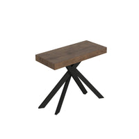 Consolle allungabile con gambe incrociate - SAKI Bordo: In tinta, Dimensioni: 90x40/300, Colore: Noce, Telaio: Antracite