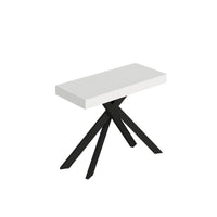 Consolle allungabile con gambe incrociate - SAKI Bordo: In tinta, Telaio: Antracite, Dimensioni: 90x40/300, Colore: Bianco Frassino