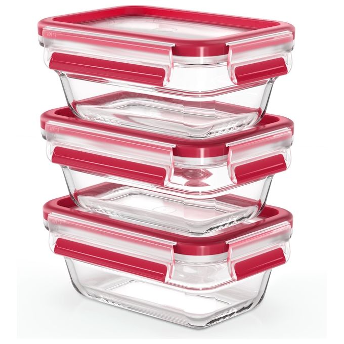 EMSA CLIP & CLOSE N10511 Rettangolare Set Blu, Trasparente 3 pz