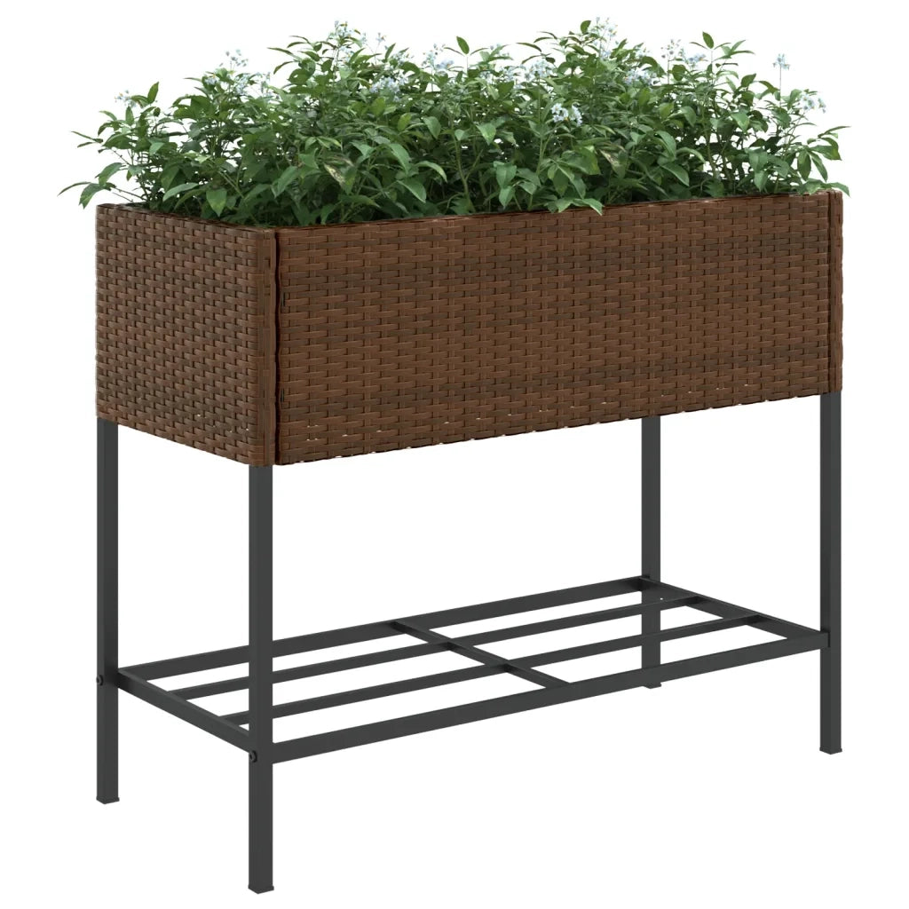Fioriere Giardino con Ripiani 2pz Marroni 90x40x75cm Polyrattan 3210508
