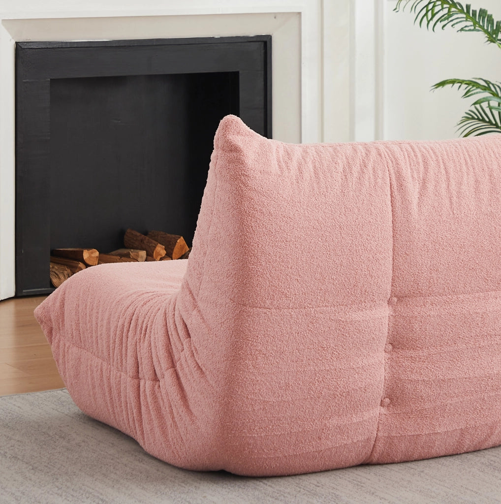 Poltrona lounge modulare rosa in ciniglia teddy, senza montaggio