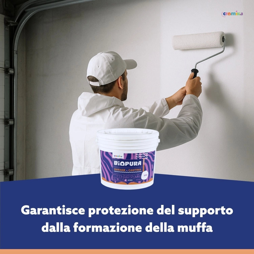 Pittura murale traspirante interni garage cantina linea biopura cromika *** formato 2.5 lt, confezione 1