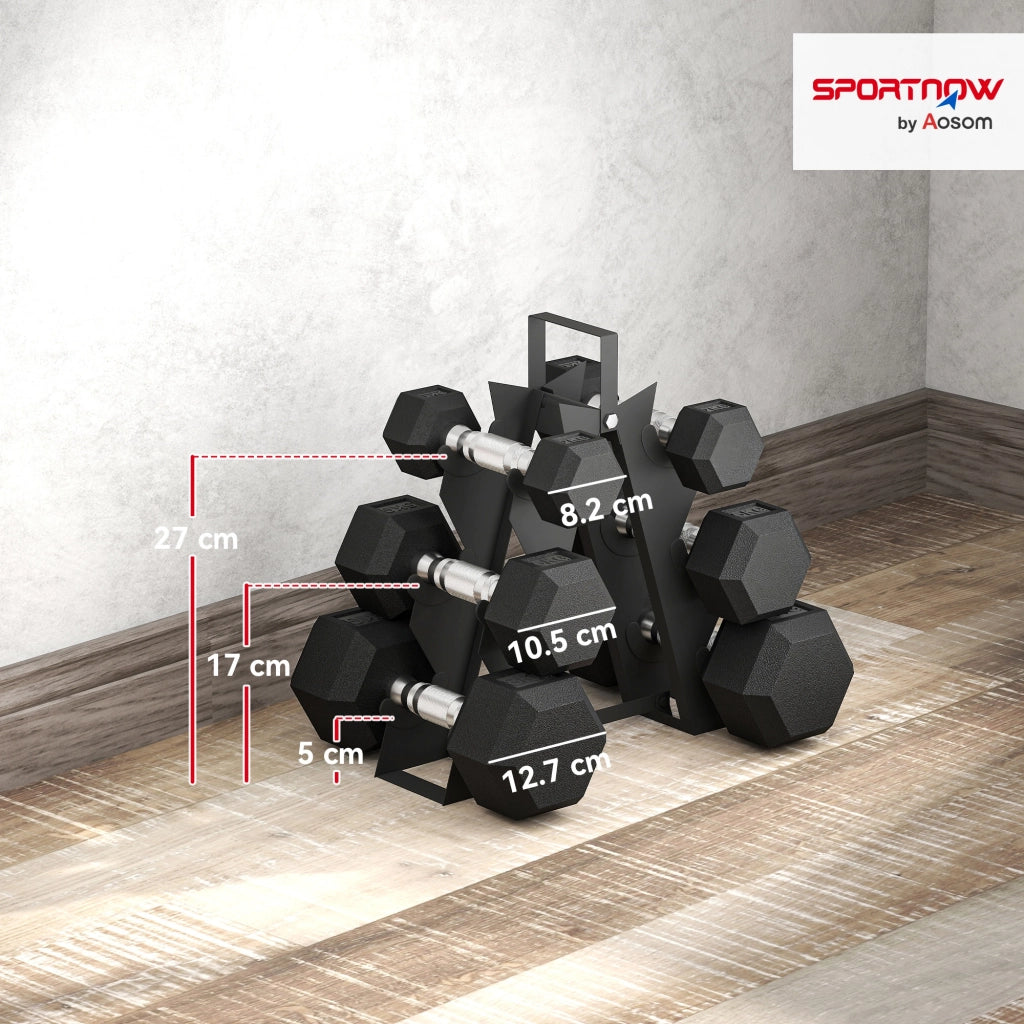 Set Manubri Palestra con Supporto in Metallo ¨C Zephmum ¨C 2x2kg 2x5kg 2x8kg Nero