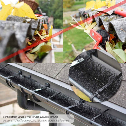 Spazzola per grondaie e Barriera anti piccioni 10 scovoli 12 m Ø 15 cm per pannelli fotovoltaici