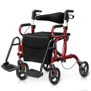 Deambulatore pieghevole 2 in 1 104 x 62 x 86-99 cm comfort ottimale capacità 160 kg stile moderno alluminio rosso 20_0011667
