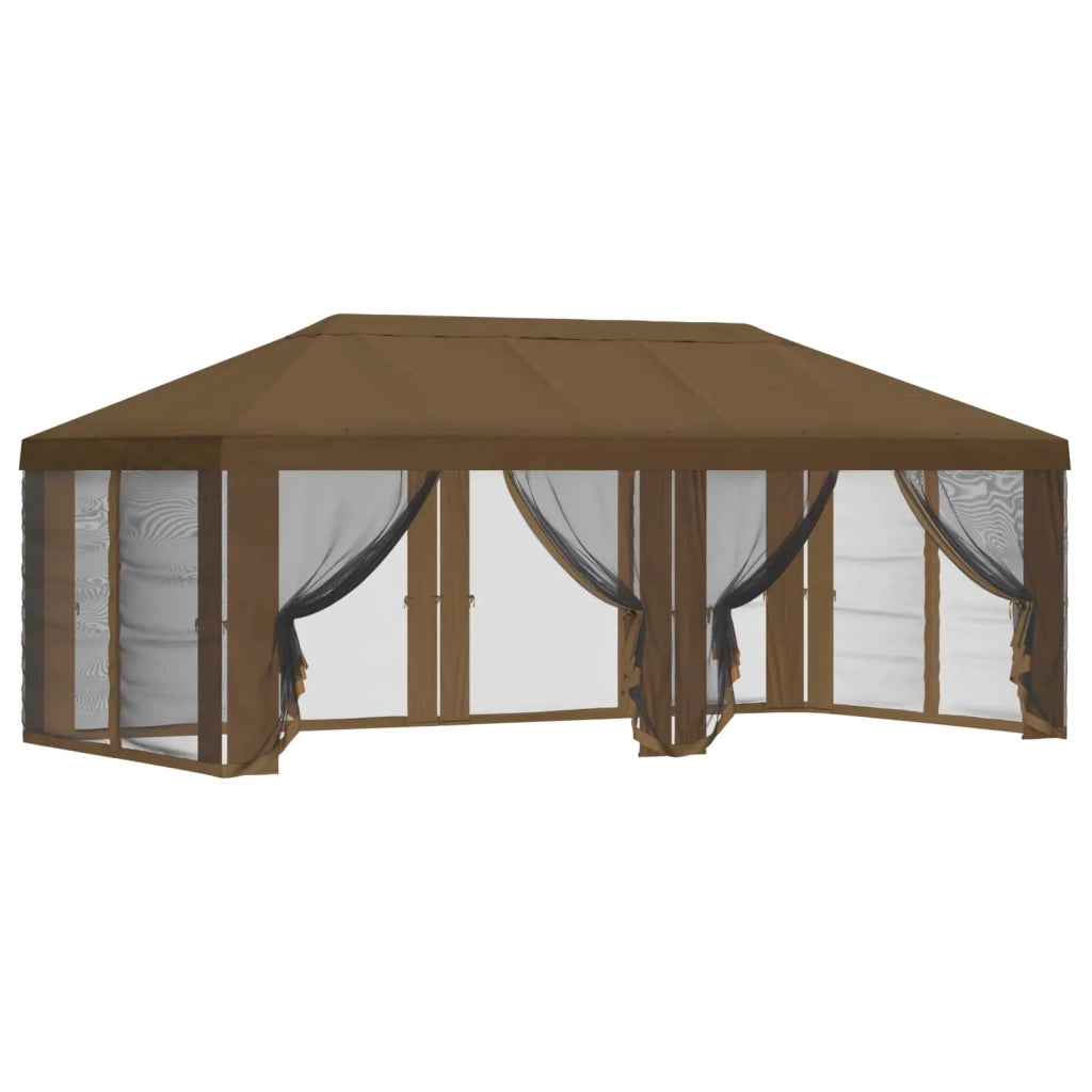 Copertura Gazebo con Pareti Laterali 6 x 3 m Tortora Poliestere 900415