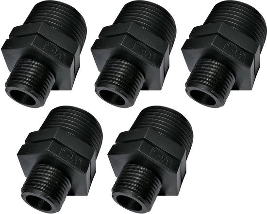 Set di Riduzione a 5 pezzi - Male/Male Flessibile - Connettori 1"/1/2" - Reducibili in Plastica - Nipple di Riduzione - PN 10 Bar - Fitting