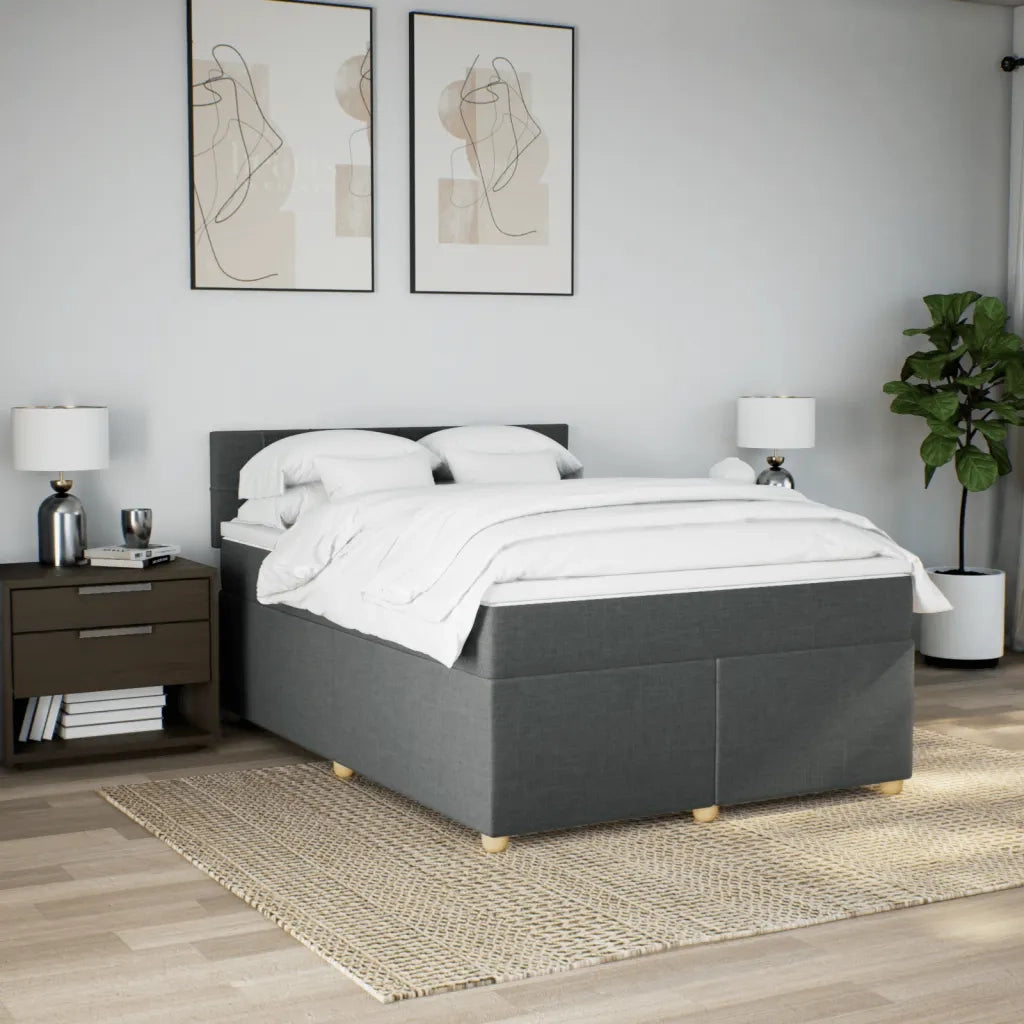 Giroletto a Molle con Materasso Grigio Scuro 160x200 cm Tessuto 3289032