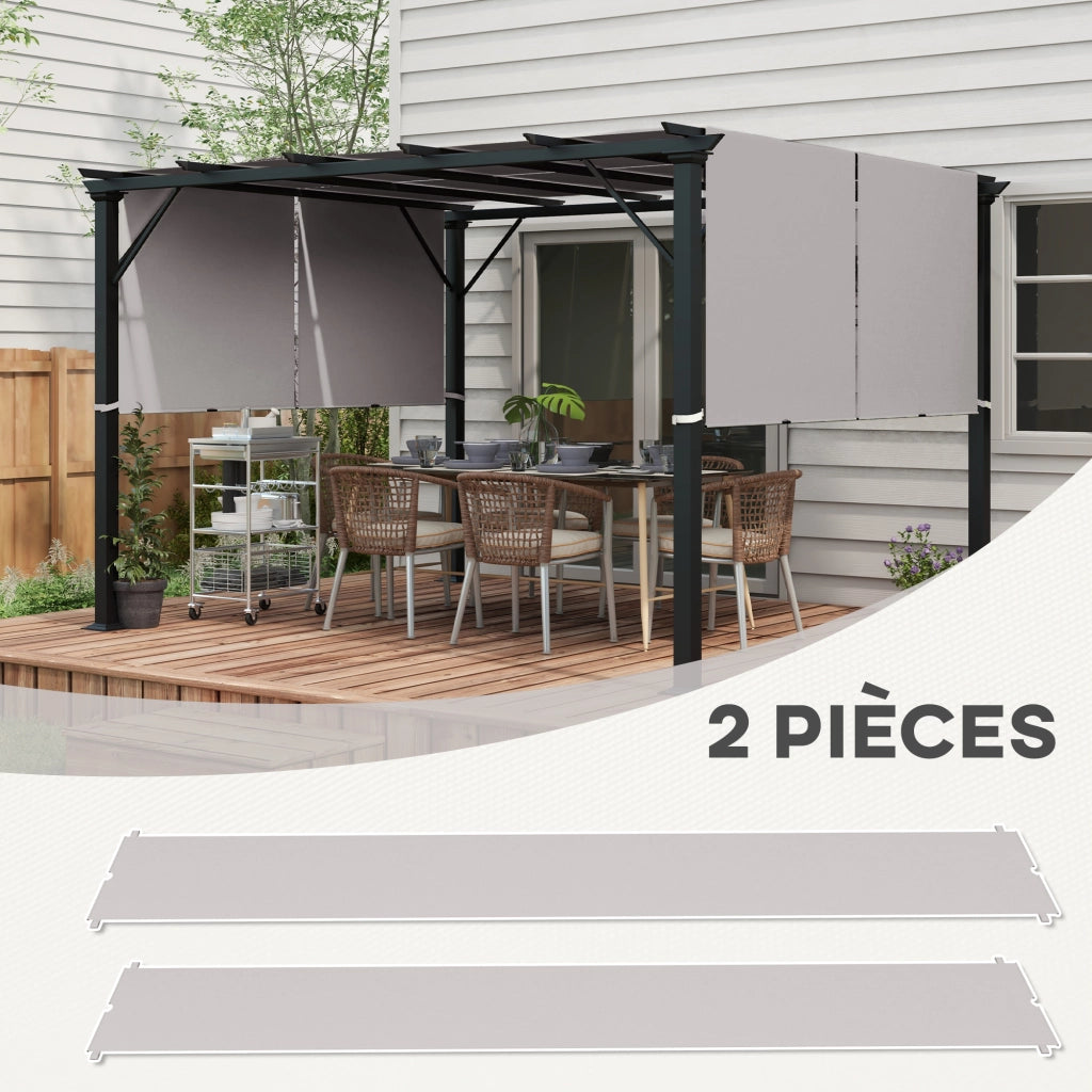 Telo di Ricambio per Pergola Retrattile ¨C Xylo ¨C Set 2 Pezzi 4,9x1,2m Poliestere UV Beige
